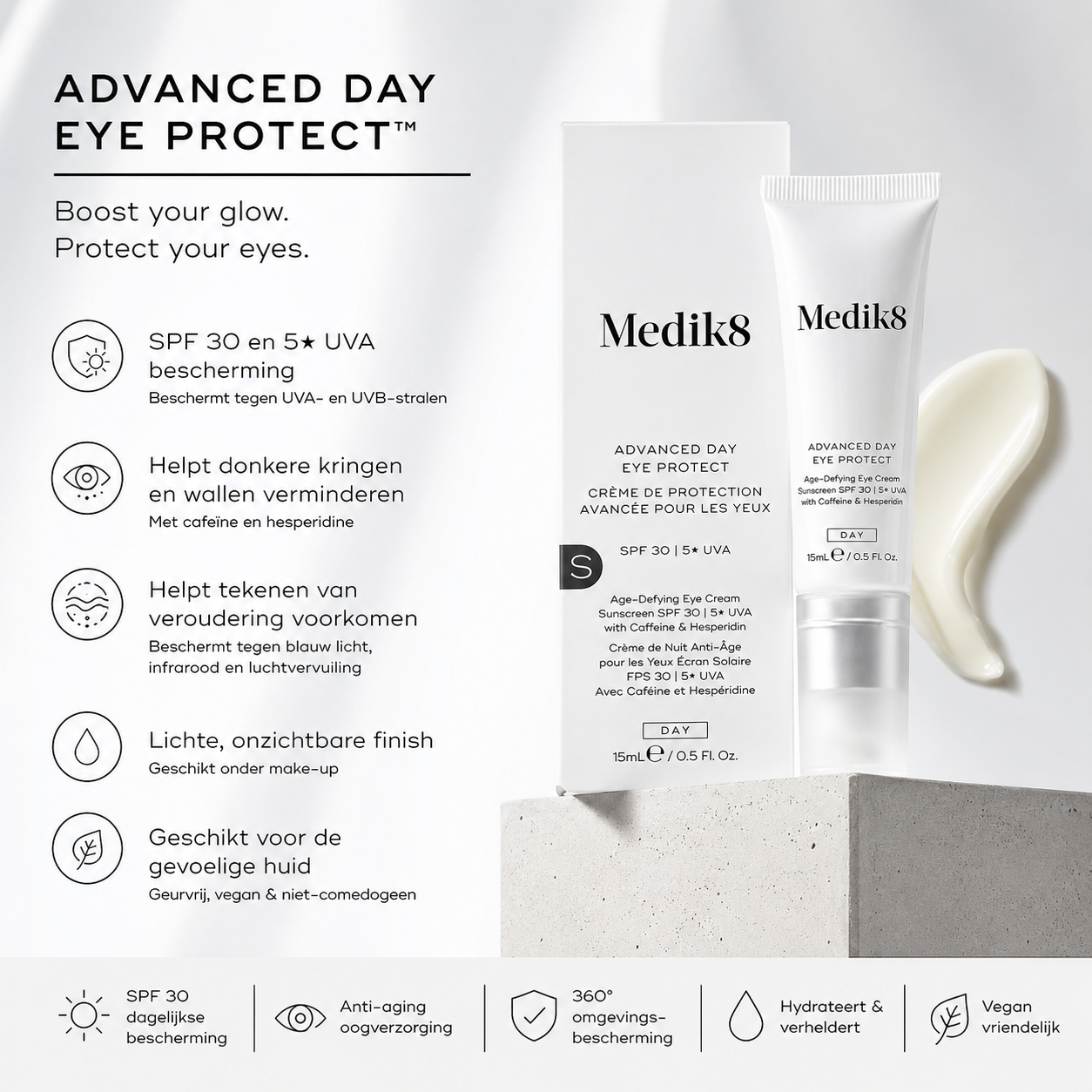Medik8 Oogcrème | Advanced Day Eye Protect™ – SPF30 5★ UVA – Anti-Aging Oogcrème – Donkere Kringen & Wallen – 15ml