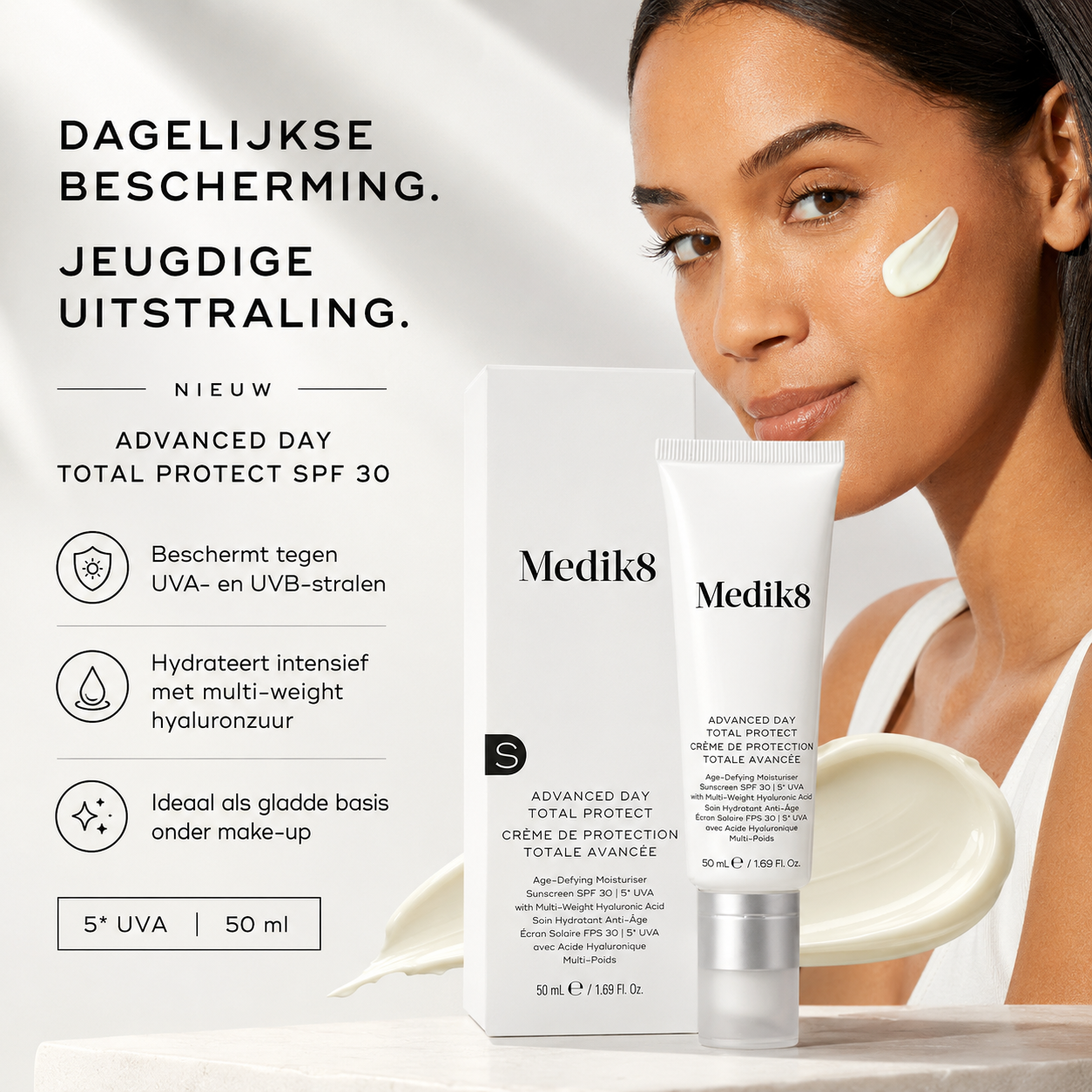 Medik8 Zonbescherming | Advanced Day Total Protect SPF30 - 50ml - Hydraterende Dagcrème met 5★ UVA Bescherming