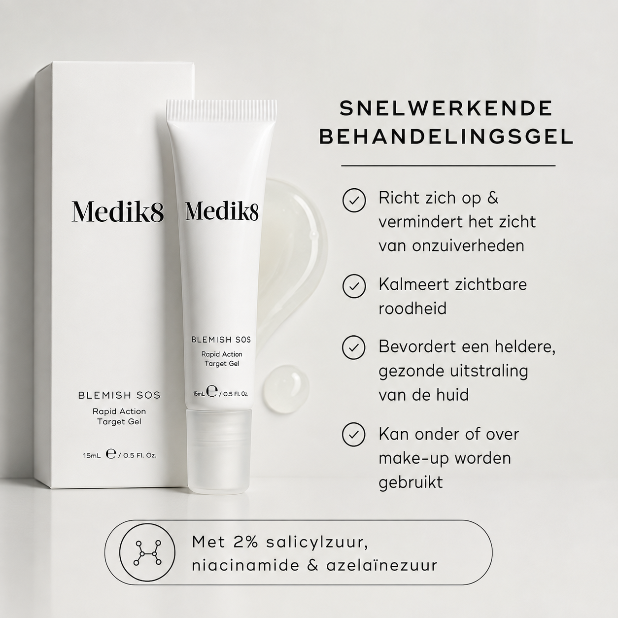 Medik8 Directe zuren | Blemish SOS 15ml - 2% Salicylzuur Spot Treatment Gel - Tegen Puistjes & Onzuiverheden