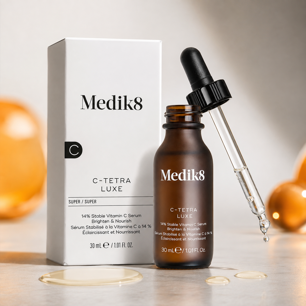 Medik8 Serum | C-Tetra Luxe 30ml – 14% Vitamine C Serum met Squalaan, Rode Ginseng & Vitamine E voor Intense Glow