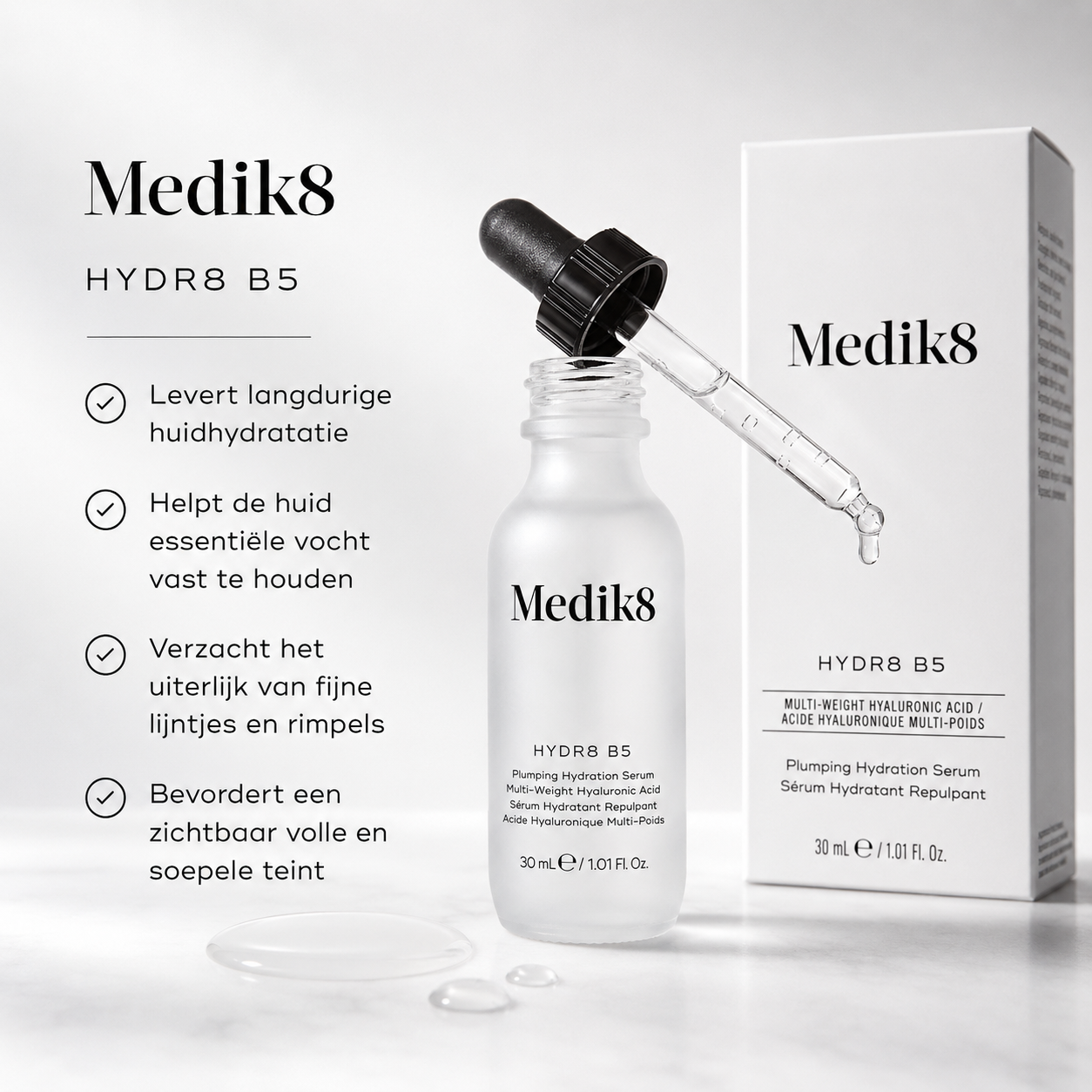 Medik8 Serum | Hydr8 B5™ 30ml – Hyaluronzuur Serum met Vitamine B5 voor Langdurige Hydratatie, Vollere Huid & Fijne Lijntjes