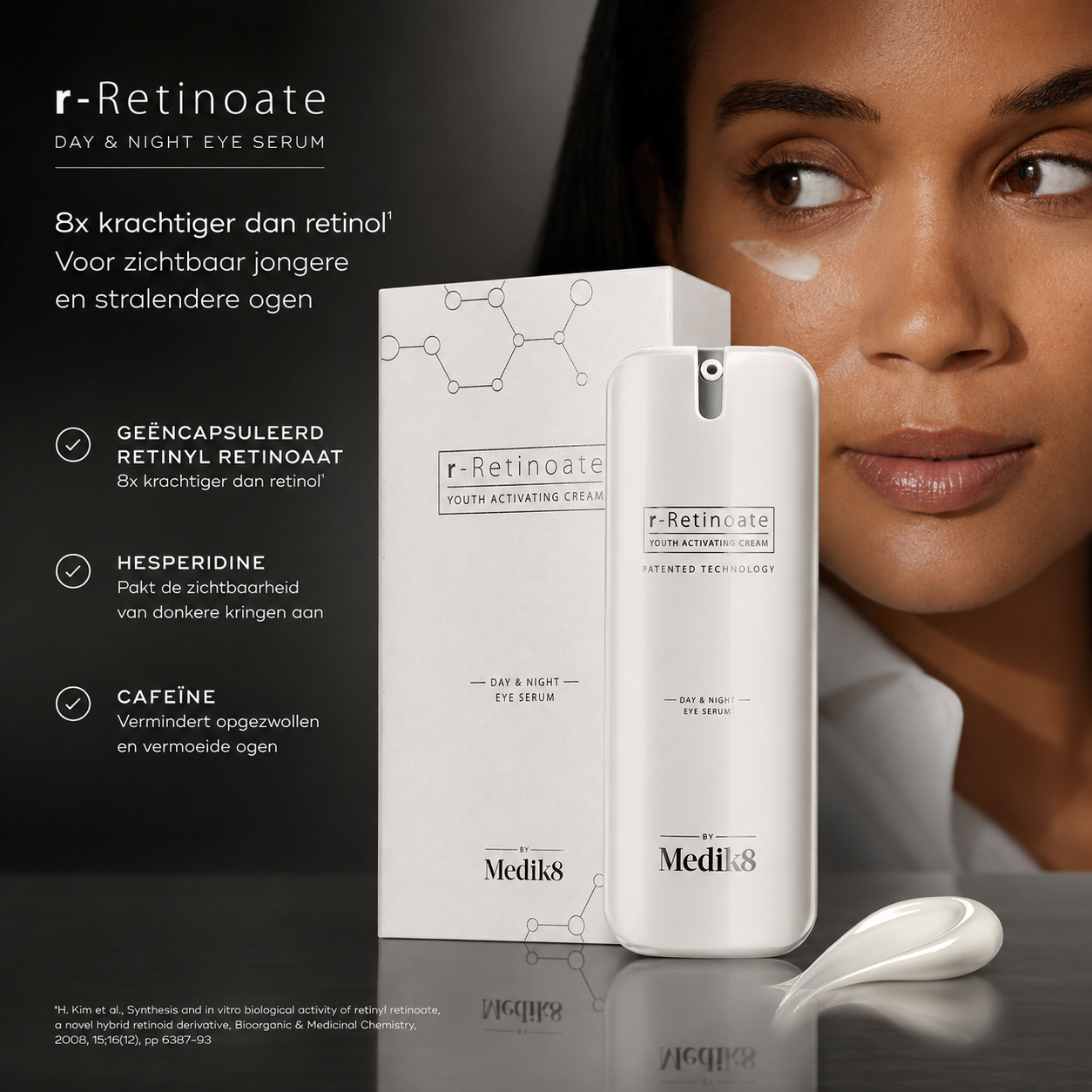 Medik8 Ogen & Lippen | r-Retinoate® Day & Night Eye Serum 15ml – Vitamine A Oogserum met Cafeïne & Hyaluronzuur tegen Rimpels, Wallen & Donkere Kringen