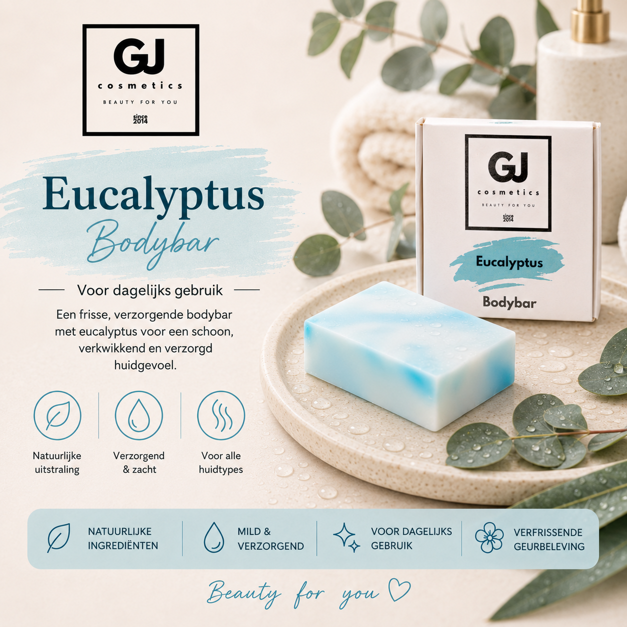 Bodybar Eucalyptus – Verfrissende & Hydraterende Natuurlijke Zeep