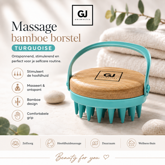 Massage bamboe borstel - Turquoise