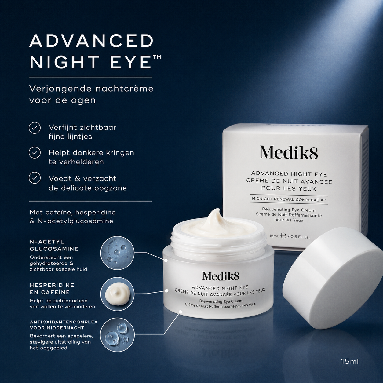 Medik8 Oogcrème | Advanced Night Eye™ – Verjongende Nachtcrème – Fijne Lijntjes & Donkere Kringen – 15ml