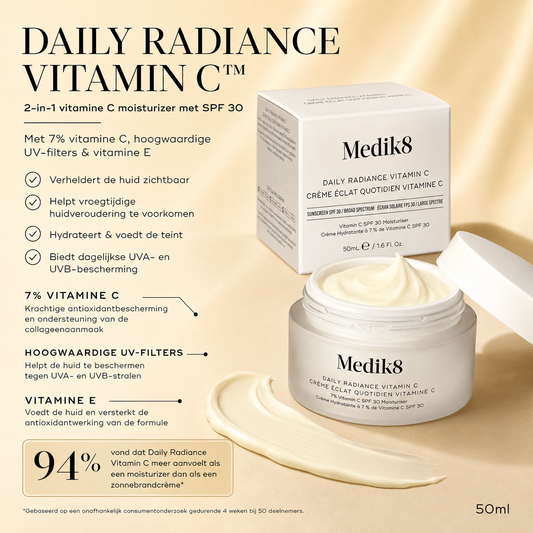 Medik8 Dagcrème | Daily Radiance Vitamin C™ – 7% Vitamine C + SPF30 – Verhelderend & Hydraterend – 50ml