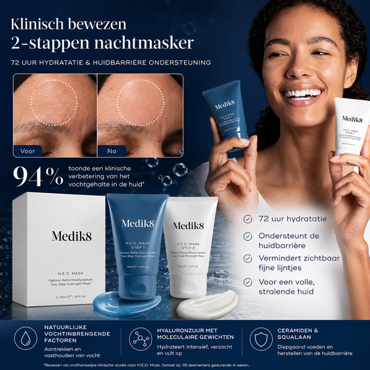 Medik8 Scrubs & maskers | H.E.O.® Mask 2x50ml – 2-Stappen Nachtmasker met Hyaluronzuur, Ceramiden & Squalaan voor 72 Uur Hydratatie
