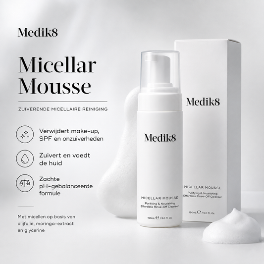 Medik8 Reinigers & toners | Micellar Mousse 150ml - Hydraterende Micellaire Schuimreiniger - Verwijdert Make-up & SPF