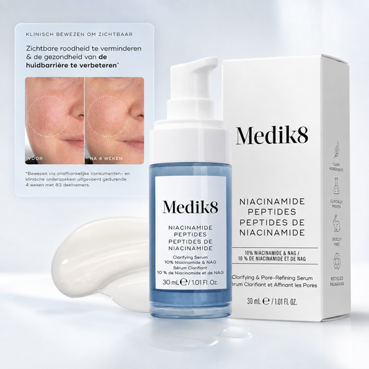 Medik8 Serum | Niacinamide Peptides™ 30ml – 10% Niacinamide met Peptiden, NAG & Zink PCA tegen Onzuiverheden, Poriën & Roodheid