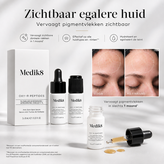 Medik8 Serum | Oxy-R Peptides™ 2x10ml – 1% Oxyresveratrol met Peptiden tegen Donkere Vlekken, Pigmentatie & Ongelijke Teint