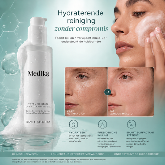 Medik8 Reinigers & toners | Total Moisture Daily Cleansing Gel 145ml - Hydraterende Gel-naar-Schuim Reiniger met Prebiotica